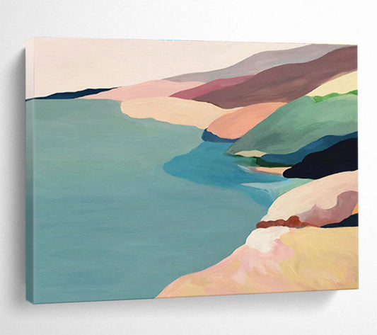 Colorful Coastal Landscape Art for Beach House Living Rooms DLZ3125