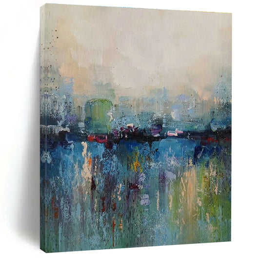 Colorful River - Scape Abstract Art for City Café & Art - Loving Home Dining Room DLZ2024