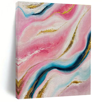 Pink - Gold - Blue Abstract Art for High - End Beauty Salon Treatment Rooms DLZ0028