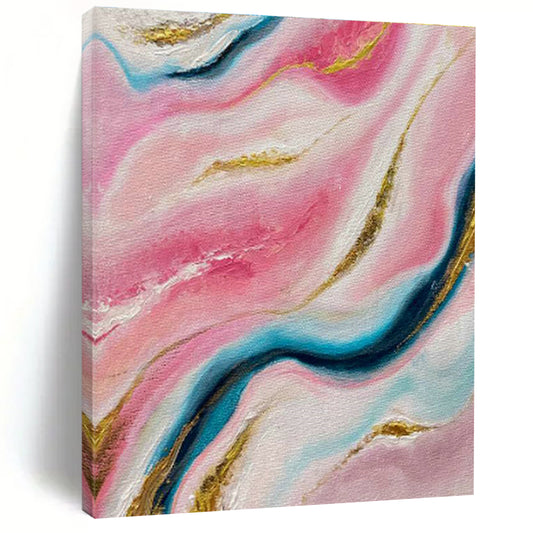 Pink - Gold - Blue Abstract Art for High - End Beauty Salon Treatment Rooms DLZ0028