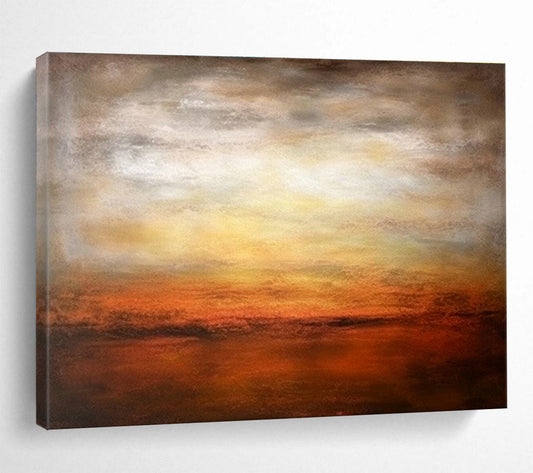 Orange - Yellow Sunset Seaside Abstract Art for Bold Dining Room DLZ2727