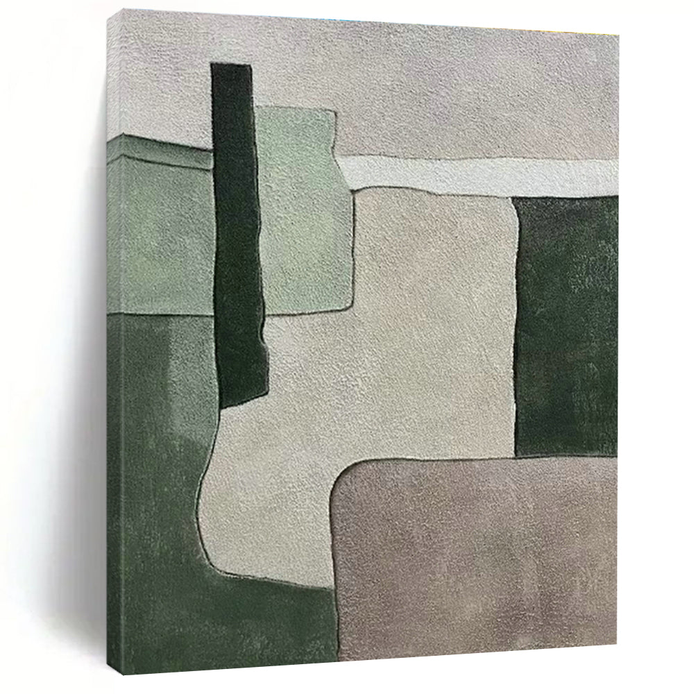 Green - Gray Geometric Abstract Art for Home Office & Minimalist Space DLZ0589