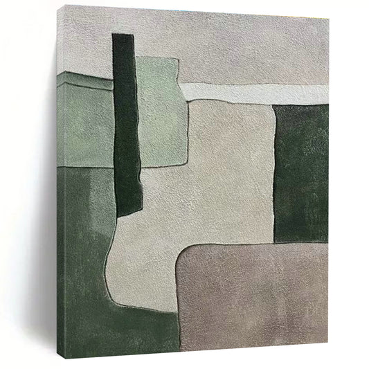 Green - Gray Geometric Abstract Art for Home Office & Minimalist Space DLZ0589