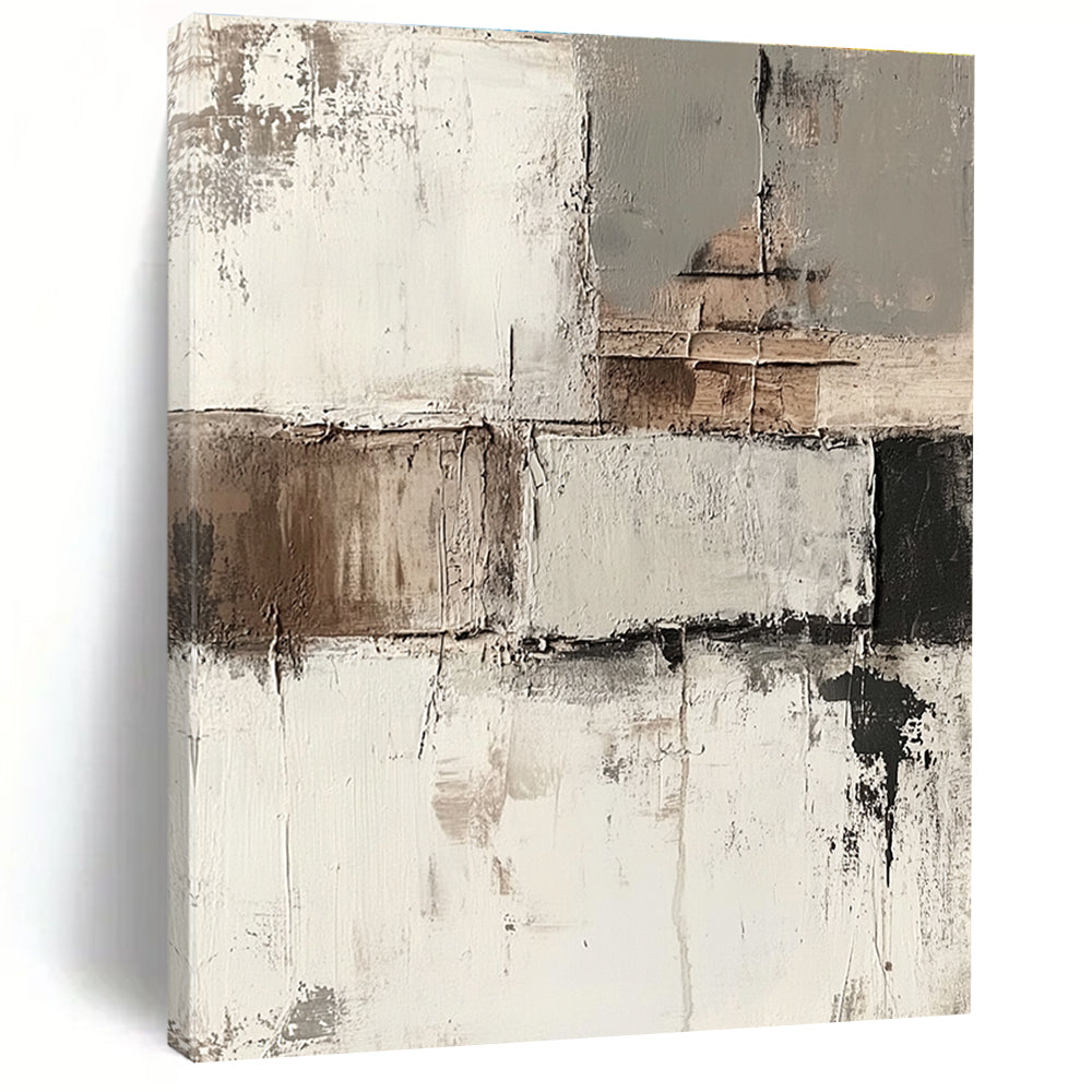 Neutral Tones Abstract Patchwork for Scandinavian - Style Bedroom & Modern Home Library STSC424