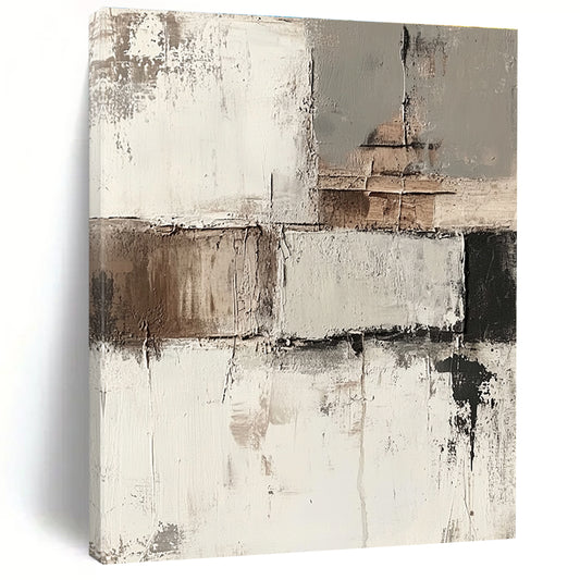 Neutral Tones Abstract Patchwork for Scandinavian - Style Bedroom & Modern Home Library STSC424