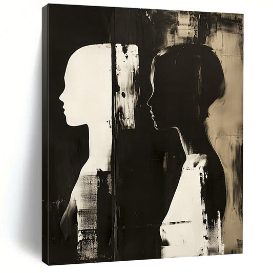 Black and White Silhouettes Art for Monochrome Gallery & Serene Home Meditation Room STSC1448