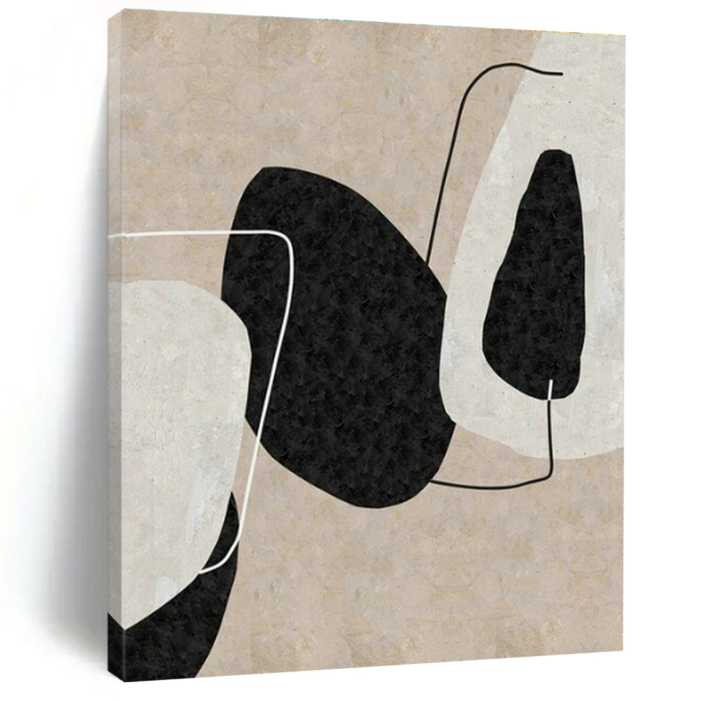 Beige - Black Abstract Art for Rustic Home Office & Modern Boutique DLZ2025