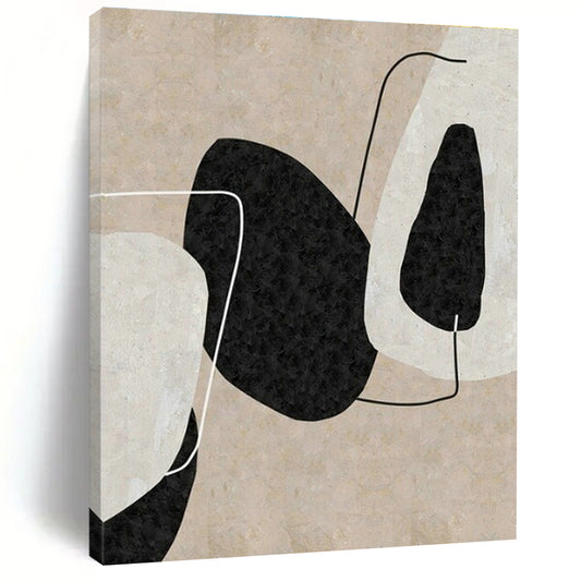 Beige - Black Abstract Art for Rustic Home Office & Modern Boutique DLZ2025