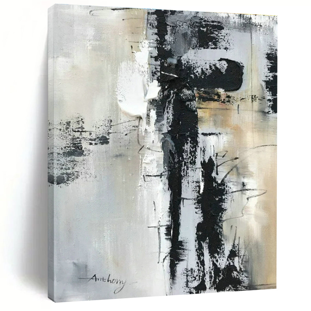 Black - Gray - White Abstract Art for Industrial Loft & Art Gallery Hallway DLZ1681