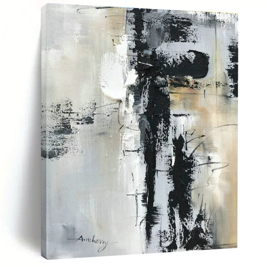 Black - Gray - White Abstract Art for Industrial Loft & Art Gallery Hallway DLZ1681