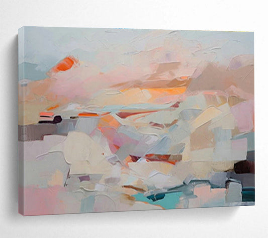 Soft Pink - Orange Abstract Art for Elegant Bedroom DLZ2794