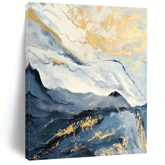 Golden - Blue Mountain Landscape for Luxury Ski Chalet & Asian - Inspired Spa DLZ0950