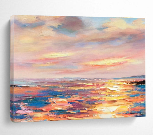 Colorful Sea View Oil Painting for Tropical - Themed Dining Rooms DLZ2496