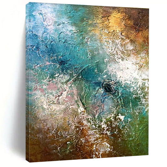 Blue - Green - Gold Abstract Art for Tropical - Themed Resort Spa Relaxation Rooms DLZ0006