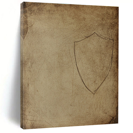 Shield Sketch on Parchment for Medieval - Themed Restaurant & Historical Art Collection STSC987