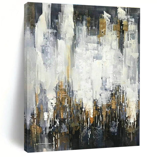 Gold - Grey - White Abstract Art for Living Room & Office DLZ0477