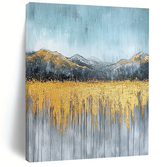 Golden Mountain Field Art for Luxury Ski Chalet & Boutique Hotel Lobby STSC097