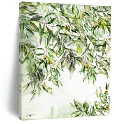 Watercolor Olive Branch Art for Mediterranean - Style Restaurant & Home Kitchen DLZ1090