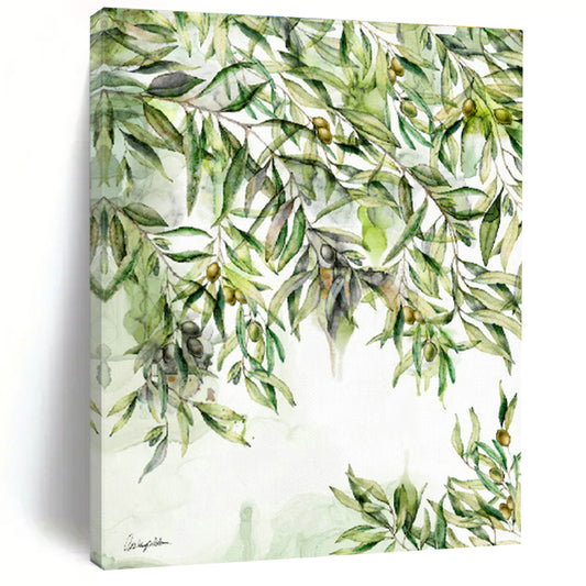 Watercolor Olive Branch Art for Mediterranean - Style Restaurant & Home Kitchen DLZ1090