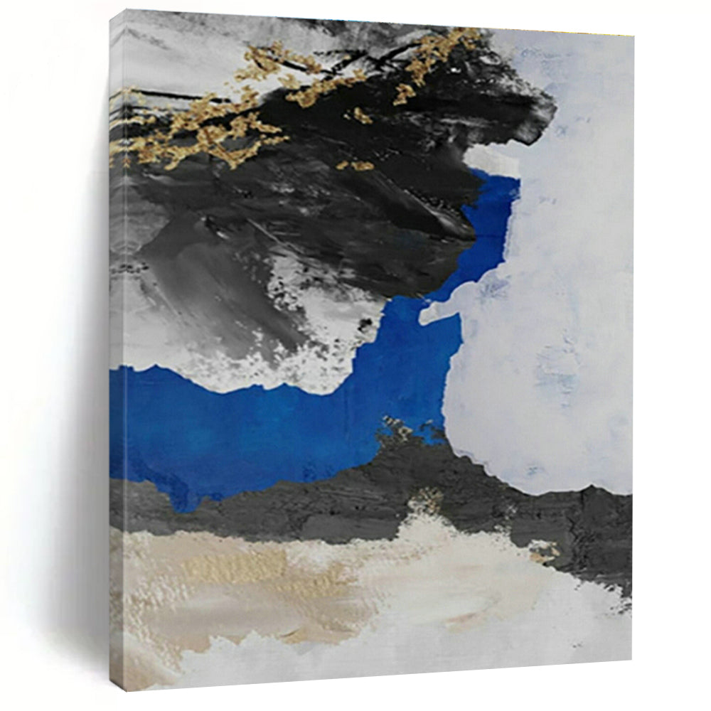 Blue - Black - Gold Tree - Inspired Abstract Art for Living Room & Asian - Inspired Restaurant DLZ1238