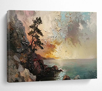 Coastal Lone Pine Landscape Art for Nautical - Themed Study DLZ2847