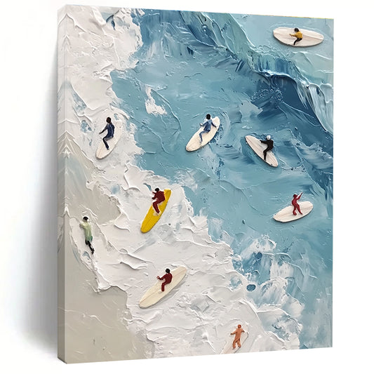 Surfers on the Waves Art for Beach Sports Club & Vibrant Home Living Room STSC1436