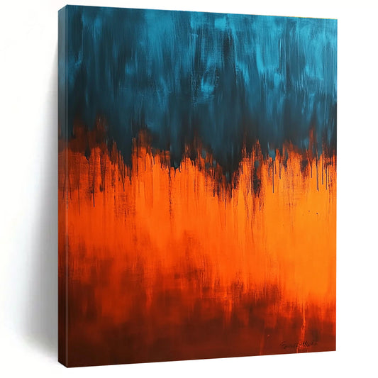 Blue and Orange Dripping Abstract for Creative Studio & Vibrant Bar STSC385
