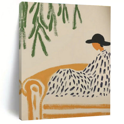 Figure on Sofa Under Tree Art for Bohemian Garden Room & Literary Lounge DLZ0703