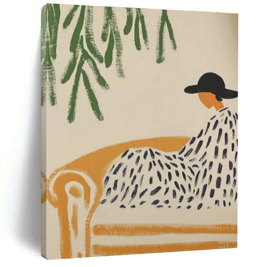 Figure on Sofa Under Tree Art for Bohemian Garden Room & Literary Lounge DLZ0703