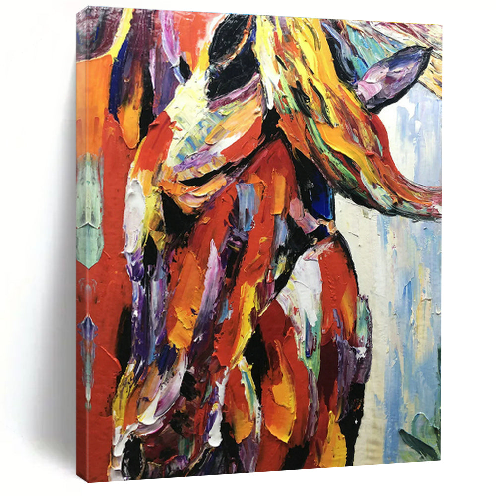 Colorful Animal Impasto Art for Bohemian Living Room & Creative Kids’ Playroom DLZ1279