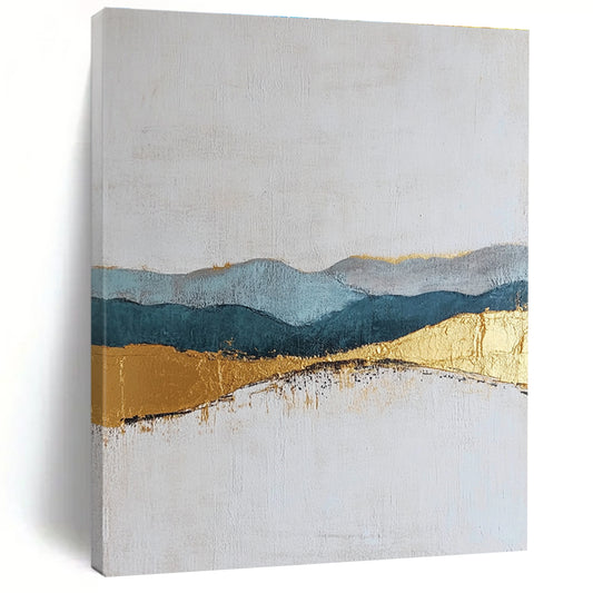 Golden - Hued Mountain Range Art for Luxury Living Room & Hotel Reception STSC110