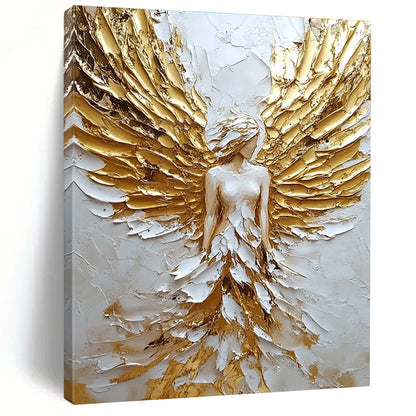 Textured Golden Angel Figure Art for Luxury Bedroom & Spiritual Wellness Center STSC142