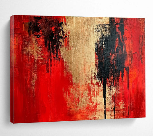 Red and Gold Abstract Art for Luxury Hotel Lobby & Opulent Home Office SC272