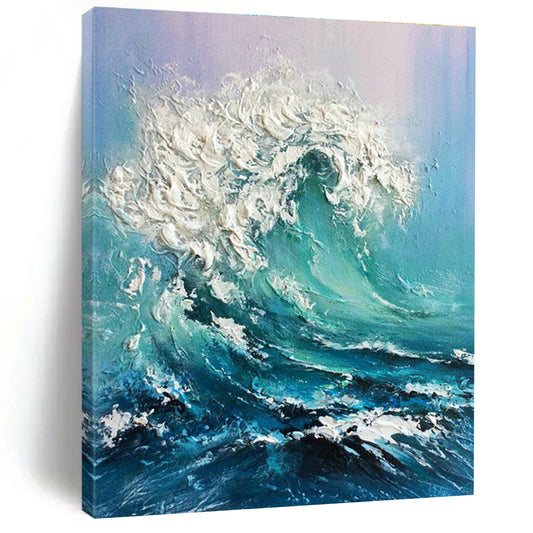 Textured Ocean Wave Art for Beachfront Home Living Room & Nautical - Themed Bar DLZ2148