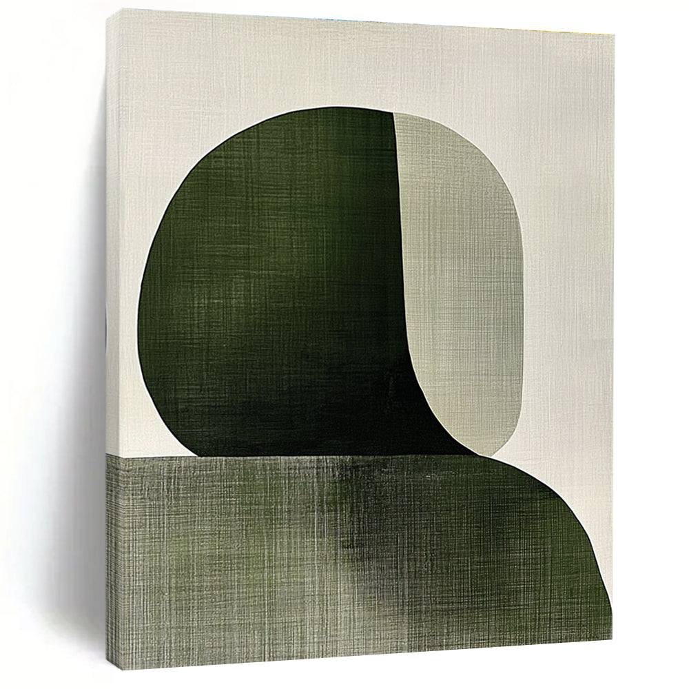 Green and Beige Abstract Shapes Art for Nature - Inspired Yoga Studio & Modern Home Library STSC1339