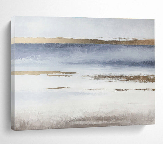 Blue - Gold Minimalist Abstract Art for Coastal - Inspired Spa Retreats DLZ2519