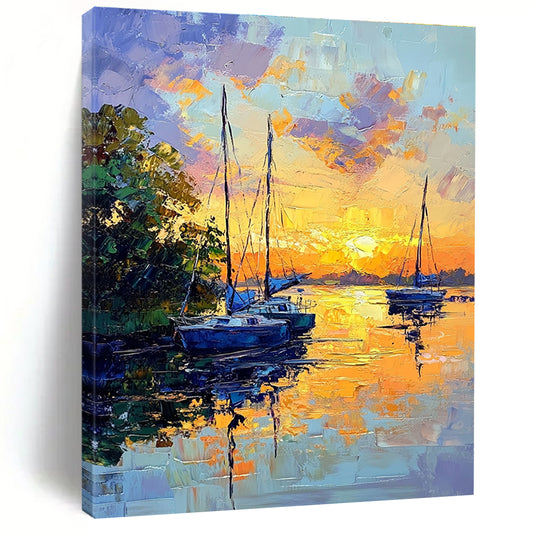 Sunset Sailboats  Art for Yacht Club Lounge & Relaxing Beach House STSC1394
