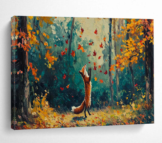 Fox Chasing Autumn Leaves Art for Nature - Lover’s Family Room DLZ3085