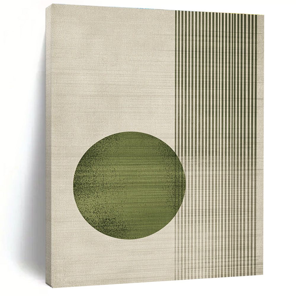 Green Circle and Stripes Art for Japanese - Inspired Home Decor & Nature - Themed Yoga Studio STSC1328