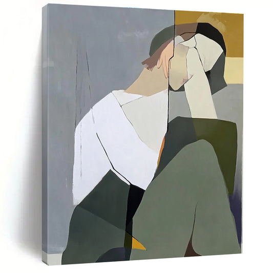 Abstracted Pensive Figure Art for Creative Workplace & Modern Living Room STSC1114