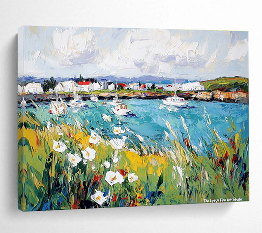 Coastal Harbor Scene Art for Nautical - Themed Restaurant & Seaside Home Dining Room SC527
