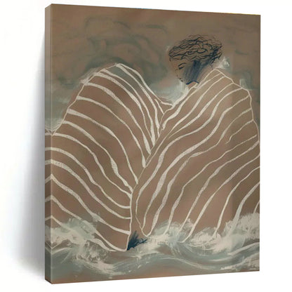 Striped - Cloth Figure in Waves Art for Boho Beach House & Wellness Studio DLZ0684