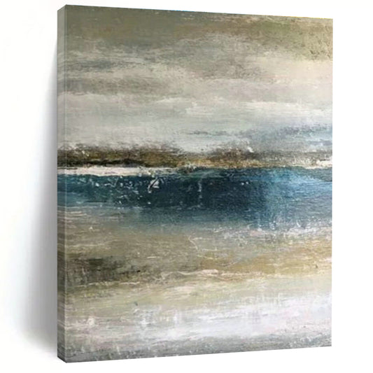Misty Ocean Abstract for Scandinavian - Style Beach House & Zen Meditation Nook DLZ0926