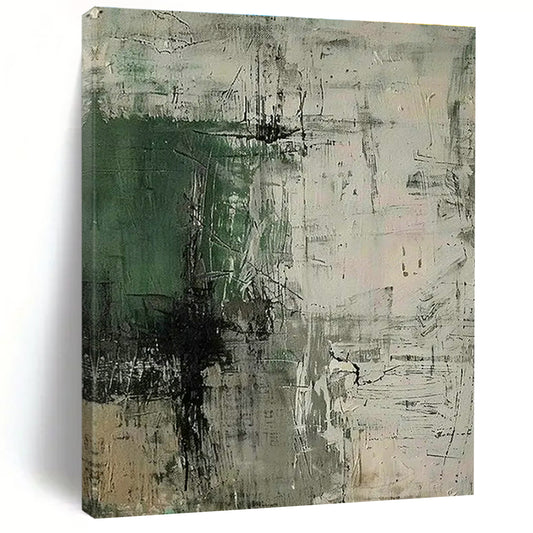 Green - Gray Textured Abstract Art for Bohemian - Style Garden Room & Community Art Hub DLZ1746