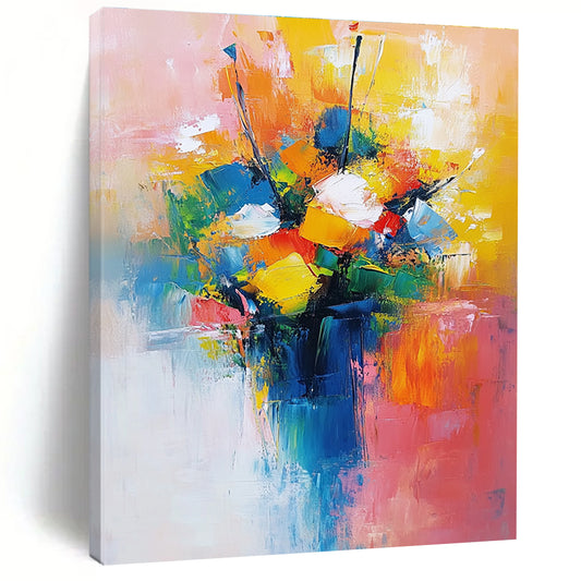 Colorful Abstract Flower Bouquet for Vibrant Dining Room & Creative Studio STSC251