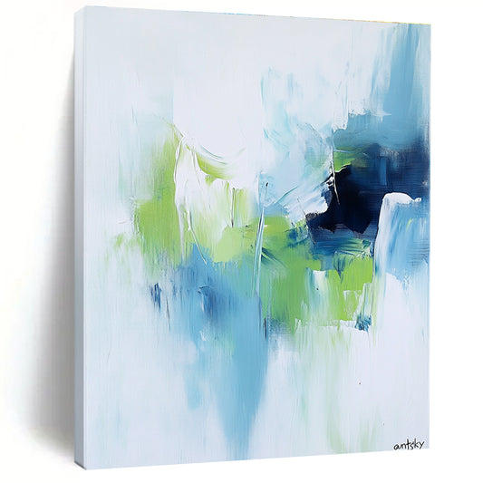 Soft Blue and Green Abstract for Spa Retreat & Coastal Home STSC826