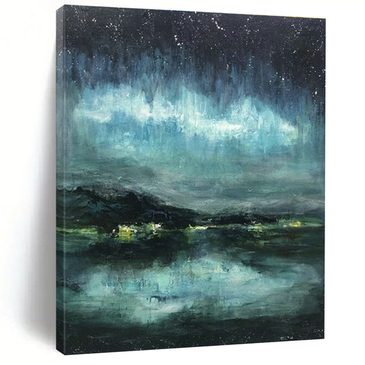 Aurora Night Scene Abstract Art for Ski Resort Lodge & Astronomy Enthusiast’s Home DLZ0633