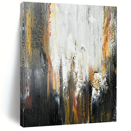 Black - White - Gold Waterfall - Inspired Abstract Art for Bedroom & Spa Resort DLZ1236