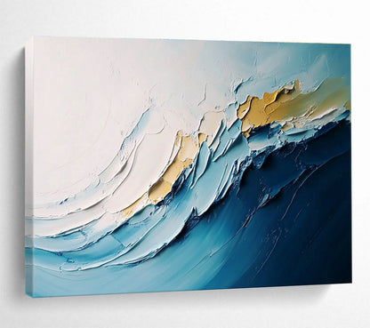 Textured Blue Waves Art for Coastal Spa & Beach House Living Room SC368