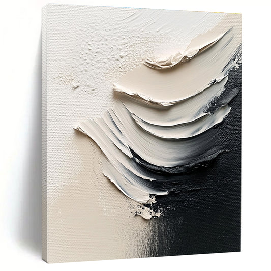 Monochrome Texture Strokes Abstract Impasto Art for Industrial - Style Loft & Creative Home Studio STSC1485